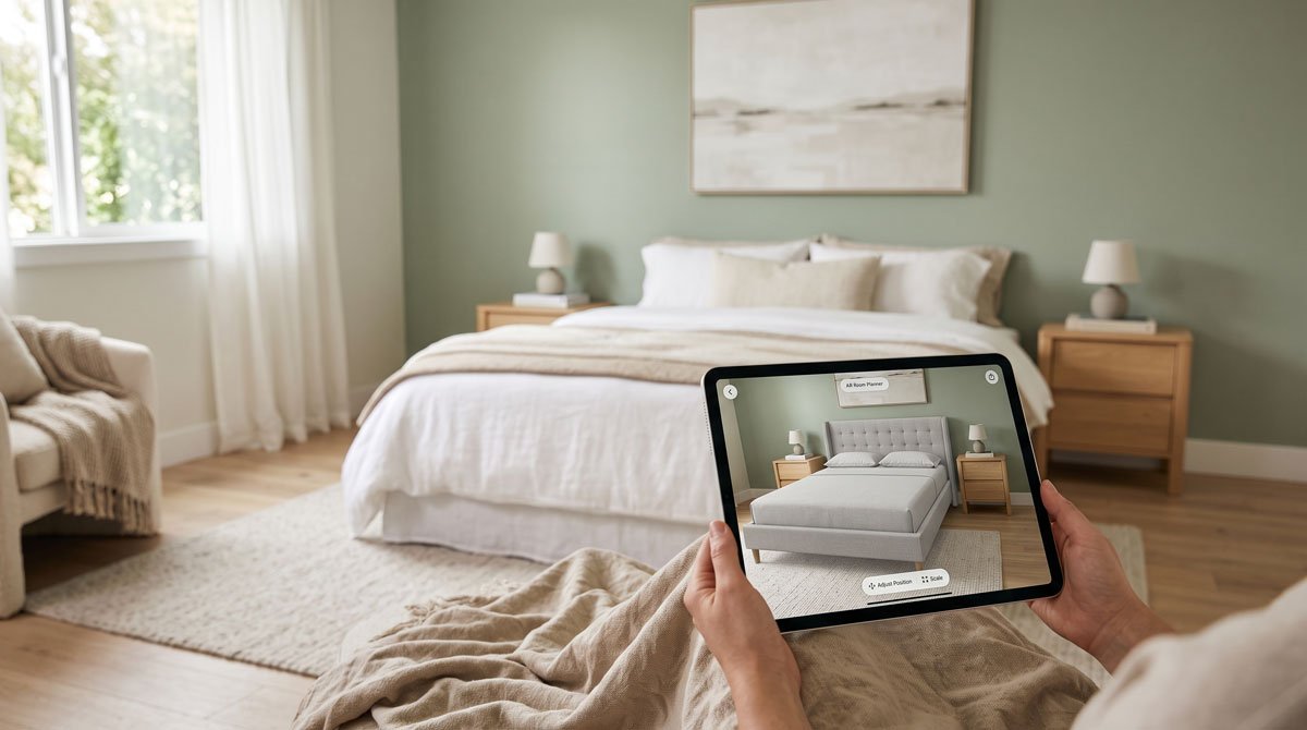 See if a bed frame works in your bedroom before ordering