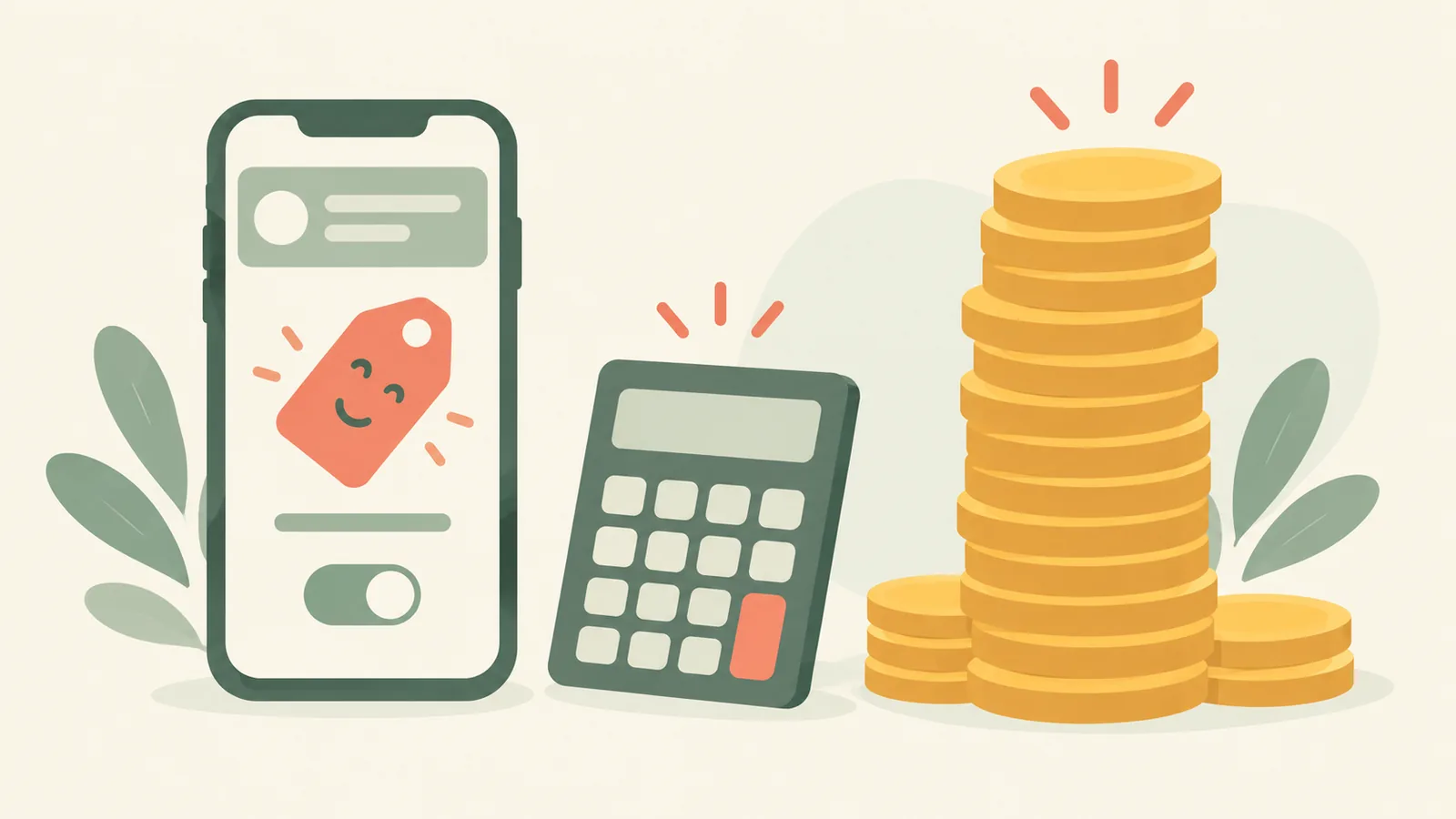Illustration of a phone screen showing a generic subscription offer with a small weekly price in large type and a much larger yearly total in small grey type beneath it